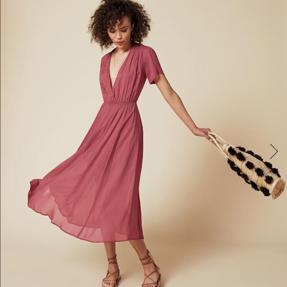 Reformation bluebell dress in strawberry
